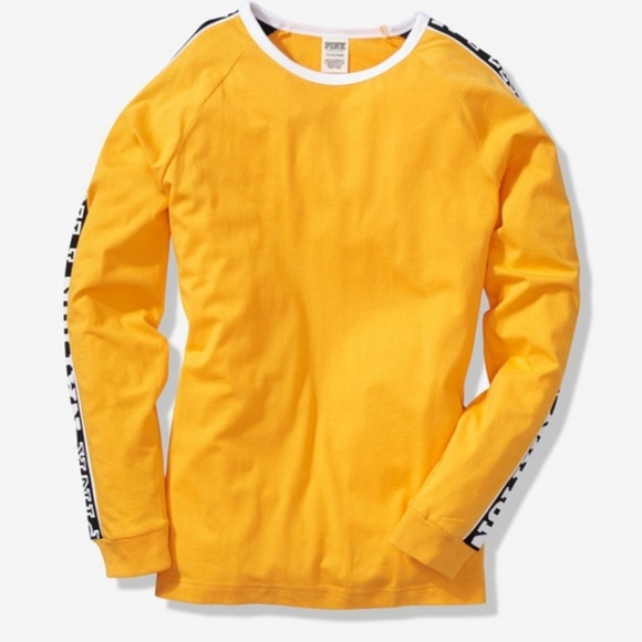 NWT VS Pink Long Sleeve Logo Campus tee M - Picture 3 of 5